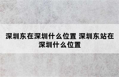 深圳东在深圳什么位置 深圳东站在深圳什么位置